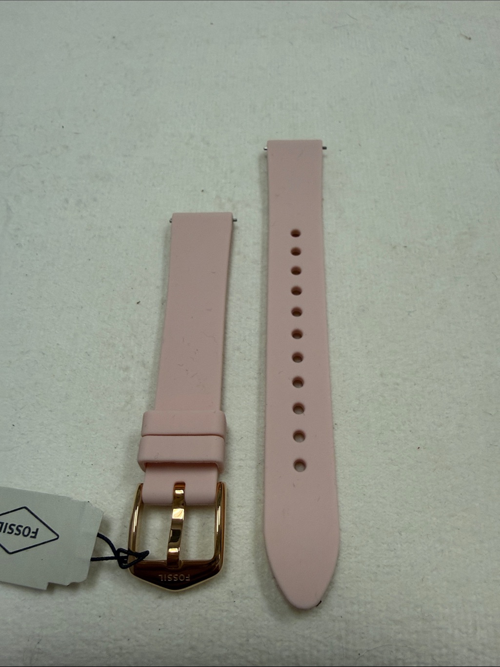 Fossil Pink Silicone Watch Strap With Rosegold Buckle 16mm